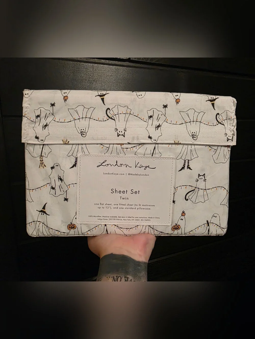 London Kaye Ghost Print Twin Sheet Set